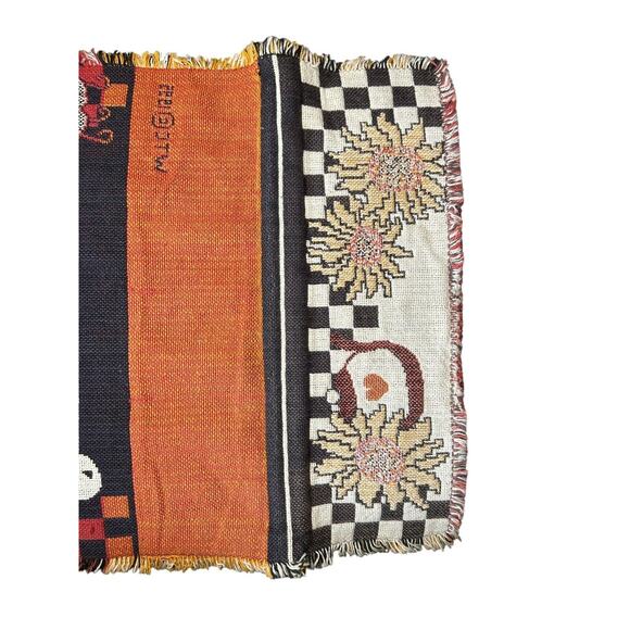 Vtg Tapestry Wall Hanging Chicken Farm Decor Welcome To Our Home Hanger 1995 - Picture 10 of 10